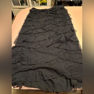 Elegant Black Ruffled Maxi Skirt NWT